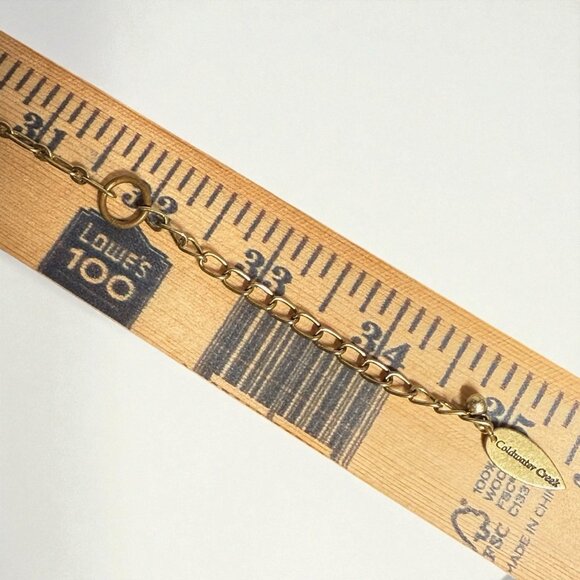 Vintage Coldwater Creek Green Cabochon Statement Necklace Gold Tone 32" - Picture 9 of 11